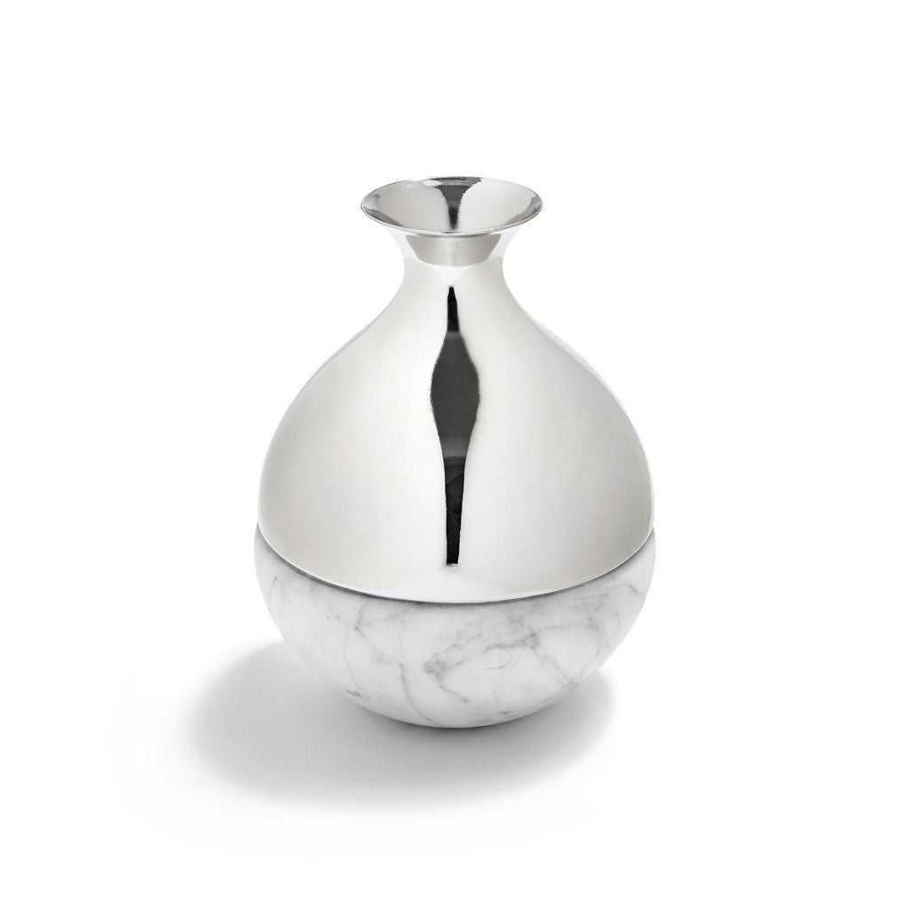 Coluna Dual Bud Vase Marble & Silver