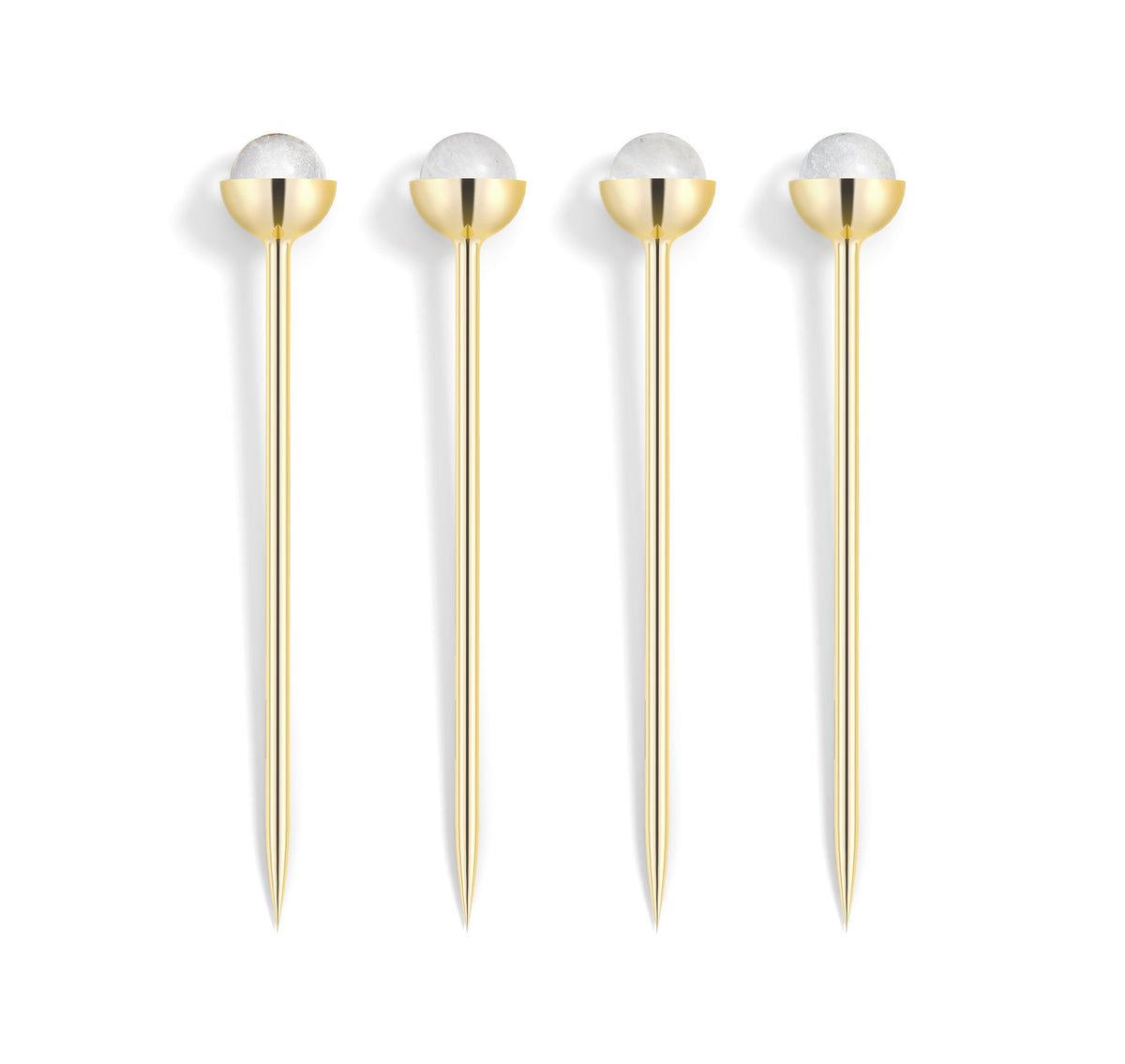 Hospitality Cocktail Picks Gold & Crystal Set of 4