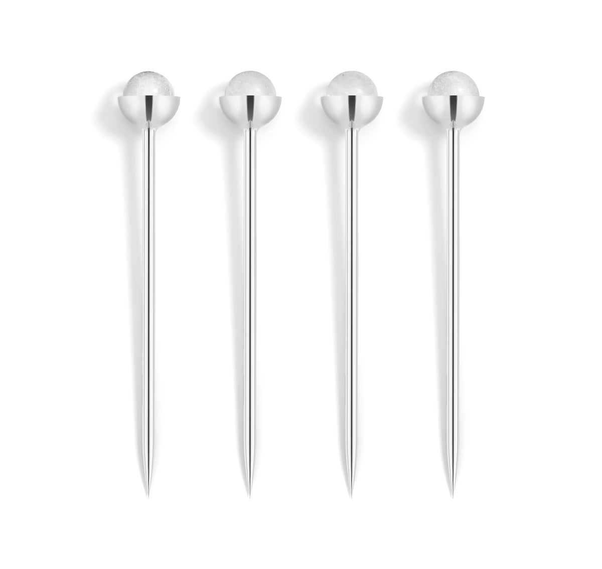 Hospitality Cocktail Picks Silver & Crystal Set of 4