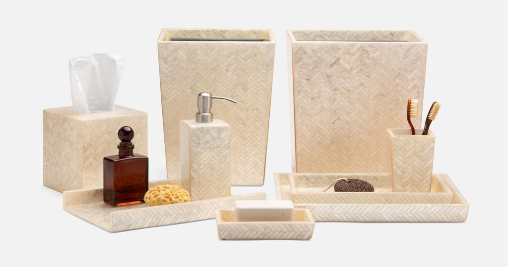 Handa Tissue Box Herringbone Capiz