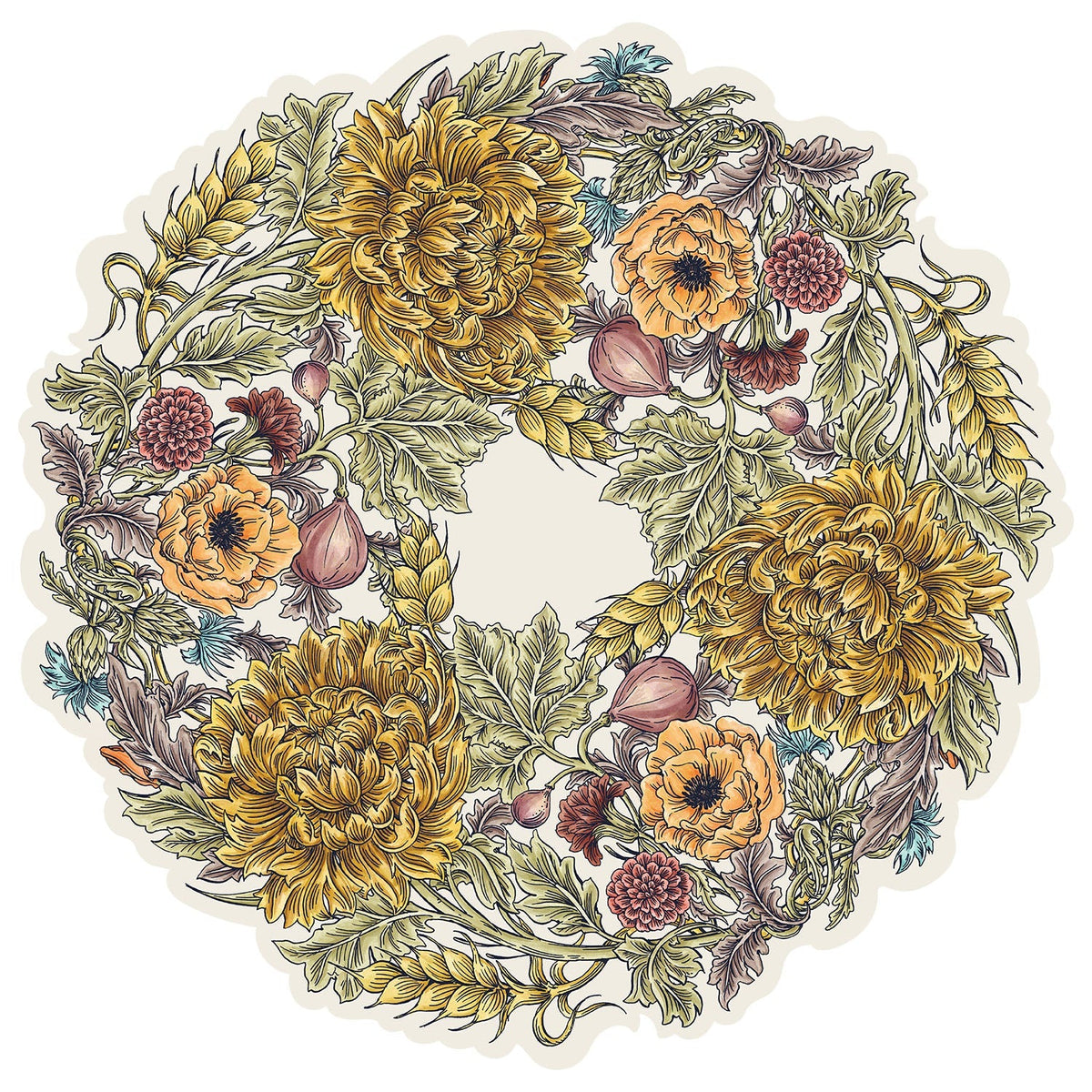 Autumn Acanthus Wreath Placemat 12 Sheets