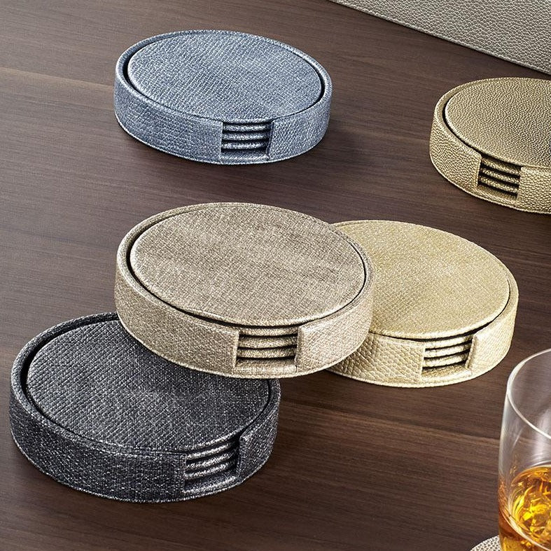 Luster Boxed Round Coaster Set Navy