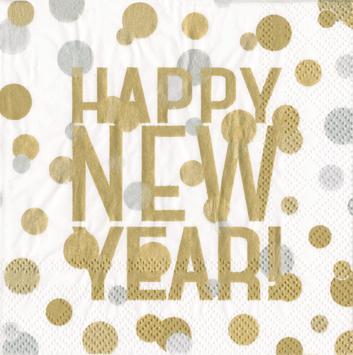 Confetti-Happy New Year White Napkin Box Cocktail