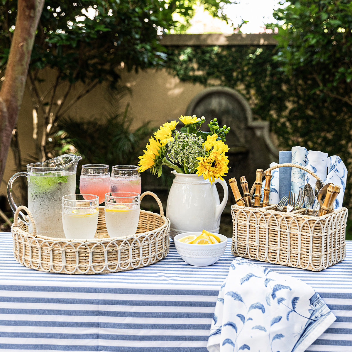 Provence Rattan Silverware Caddy