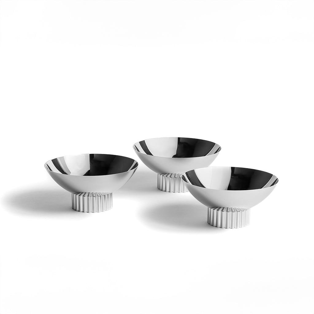 Striations Trio Bowl Set Silver
