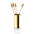 Striations Cocktail Picks in Holder Gold Set of 4