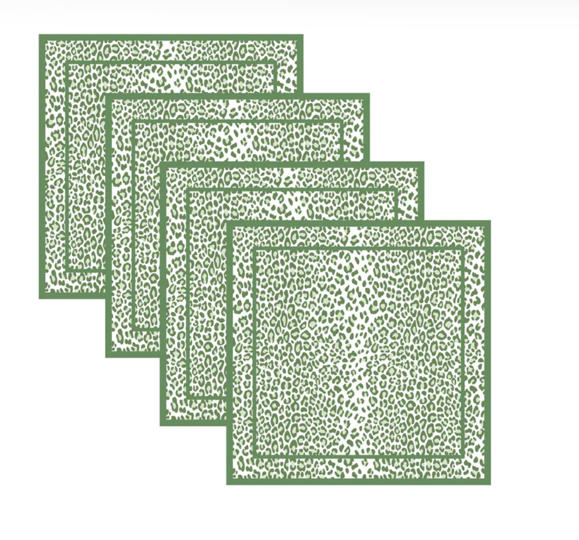 Leopard Napkin in Green & White
