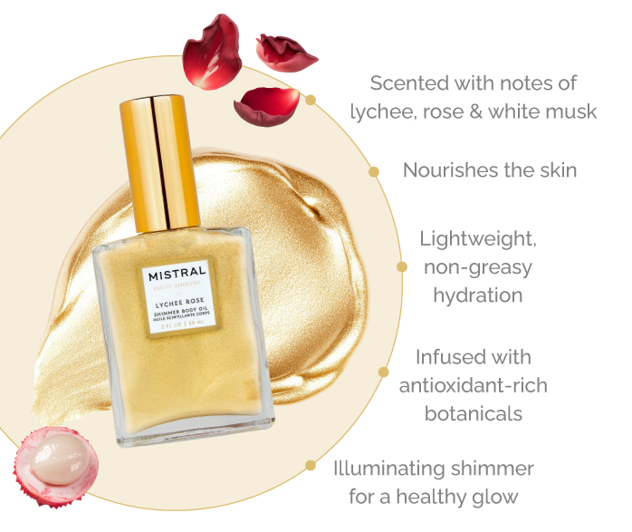 Luxe Shimmer Body Oil Lychee Rose
