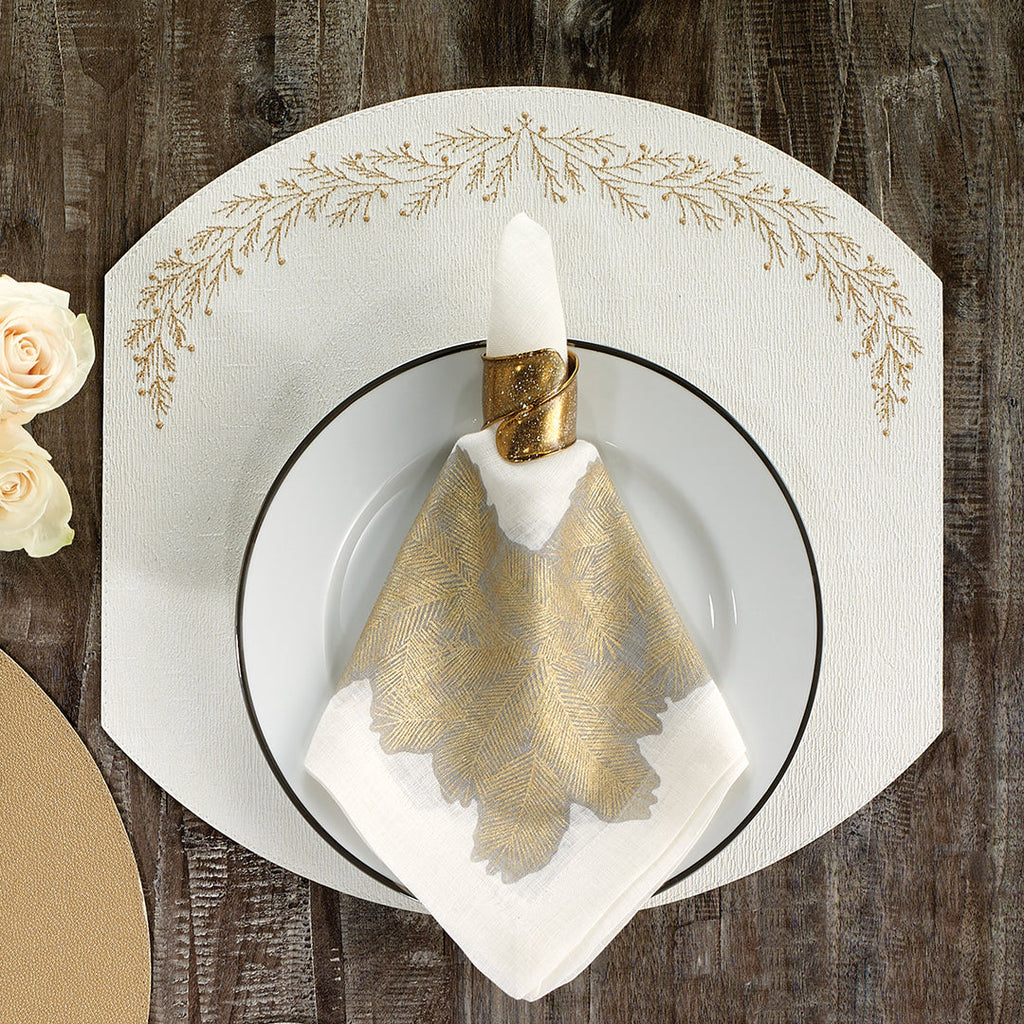 Spruce Metallic Napkin in Antique Gold