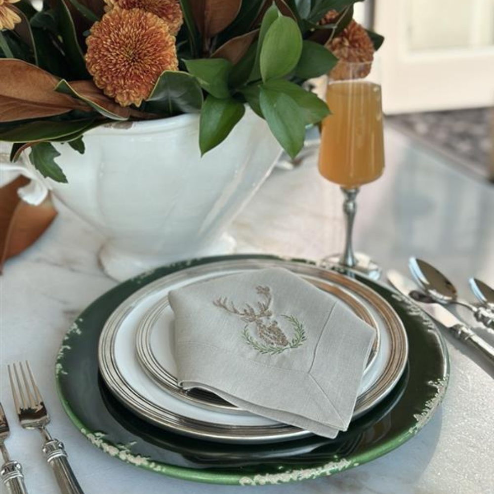 Napkin Large Laurel Wreath Stag with Bow