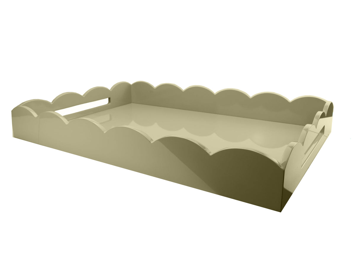 Chiffon Large Lacquered Scallop Ottoman Tray