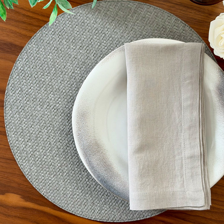 Wicker Textured Vinyl Placemat in Grey