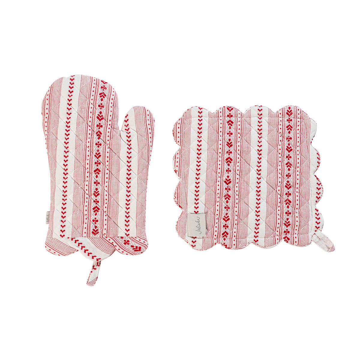 Villa Stripe Oven Mitt and Pot Holder Set of 2