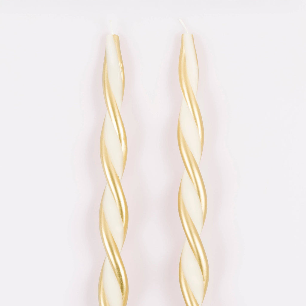 Gold Stripe Twist Candles