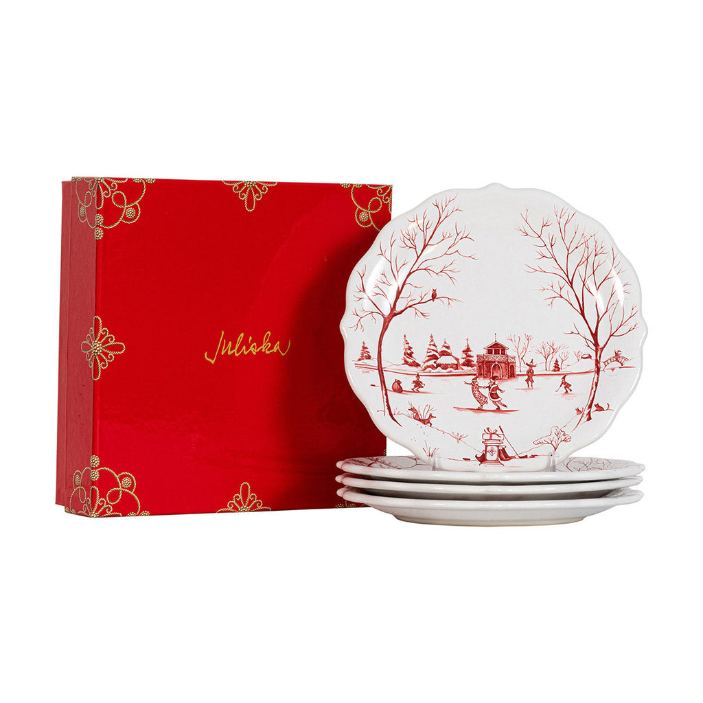 Country Estate Winter Frolic Party Plate Set/4