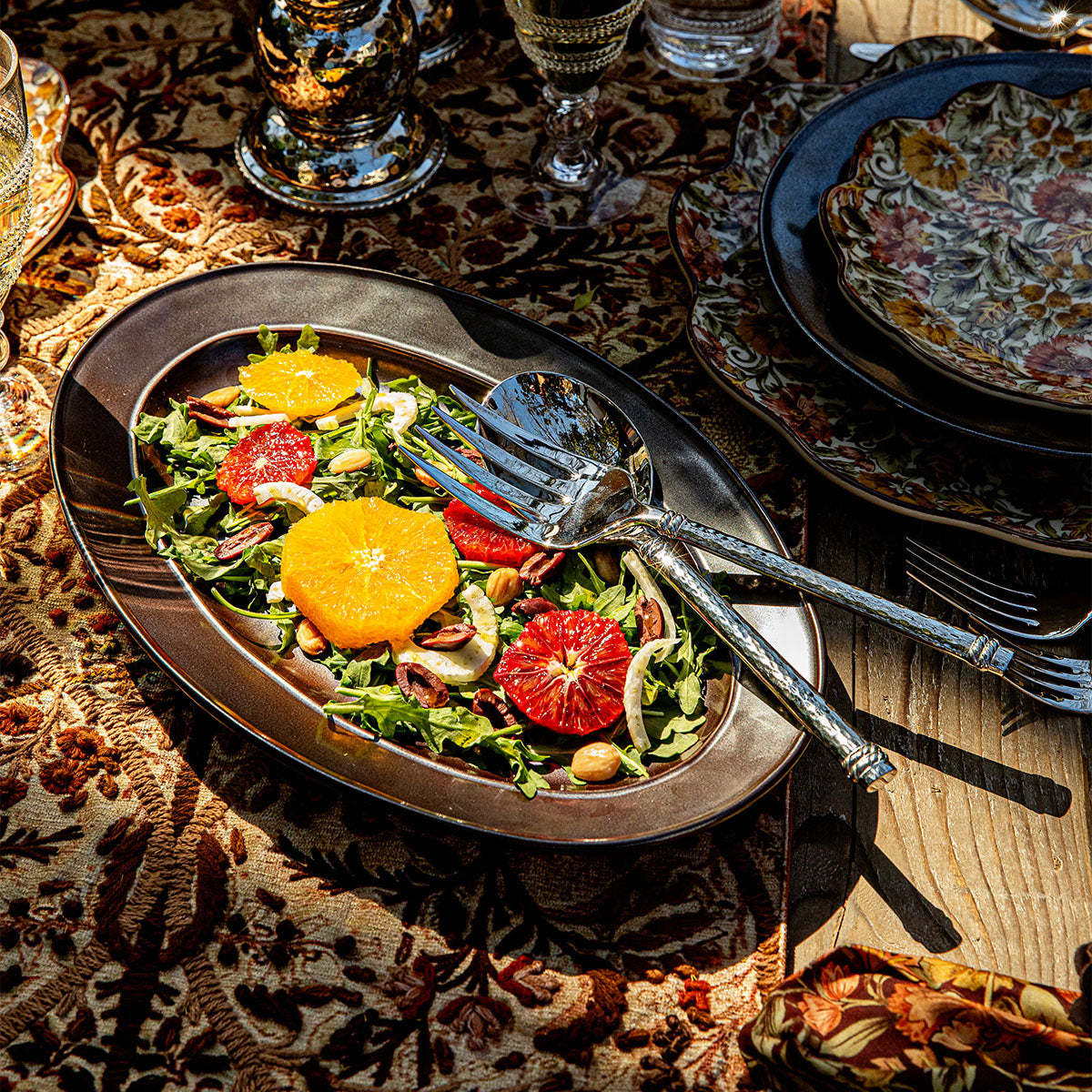 Pewter Stoneware 15" Oval Platter