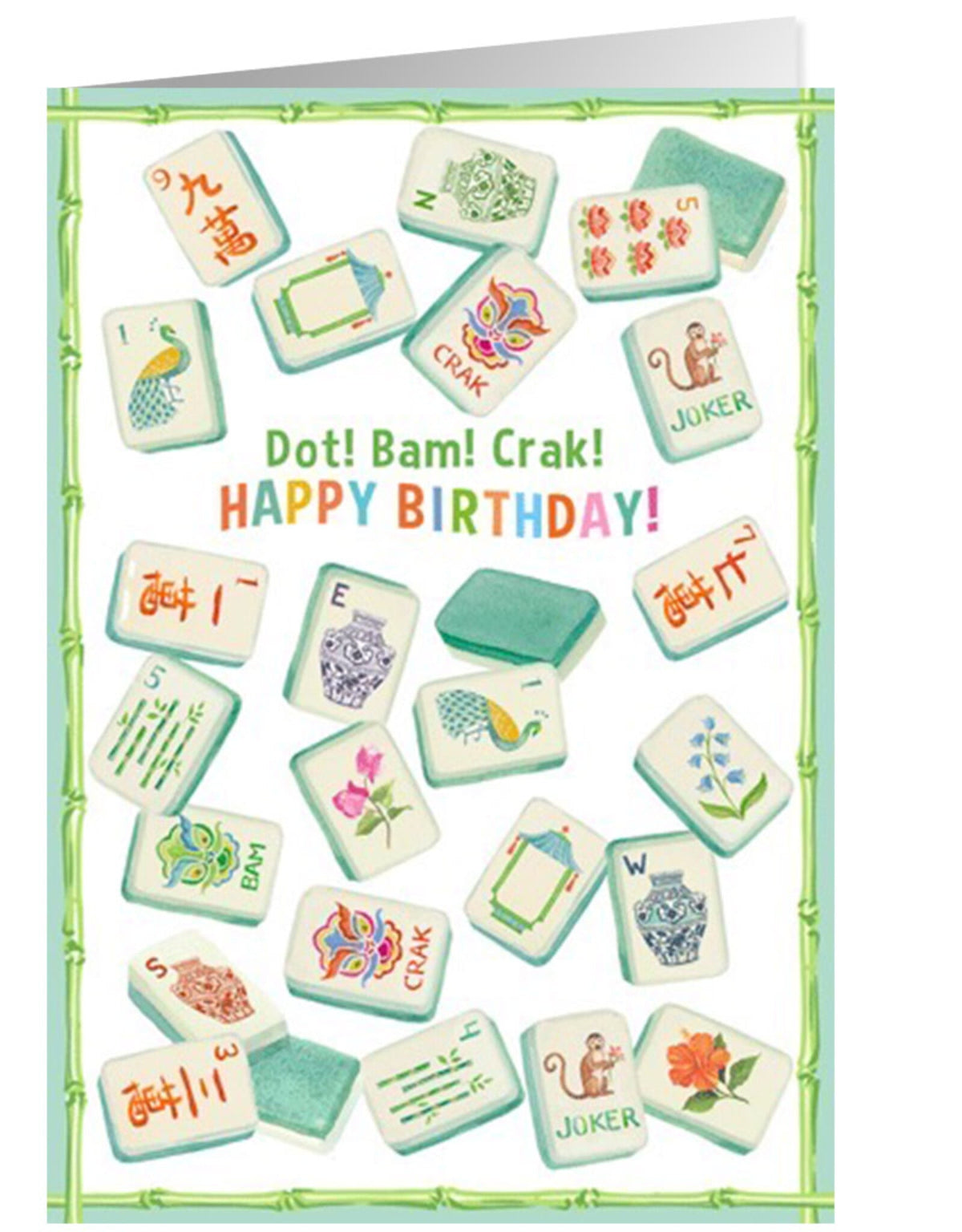 Mahjong Birthday Card Green