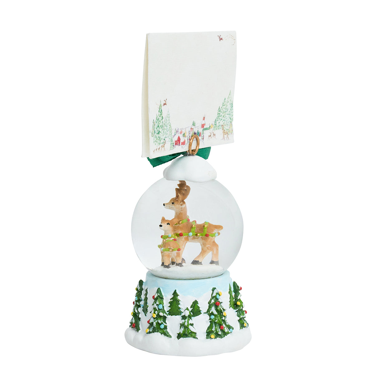 North Pole Reindeer Snow Globe Place Card Holder