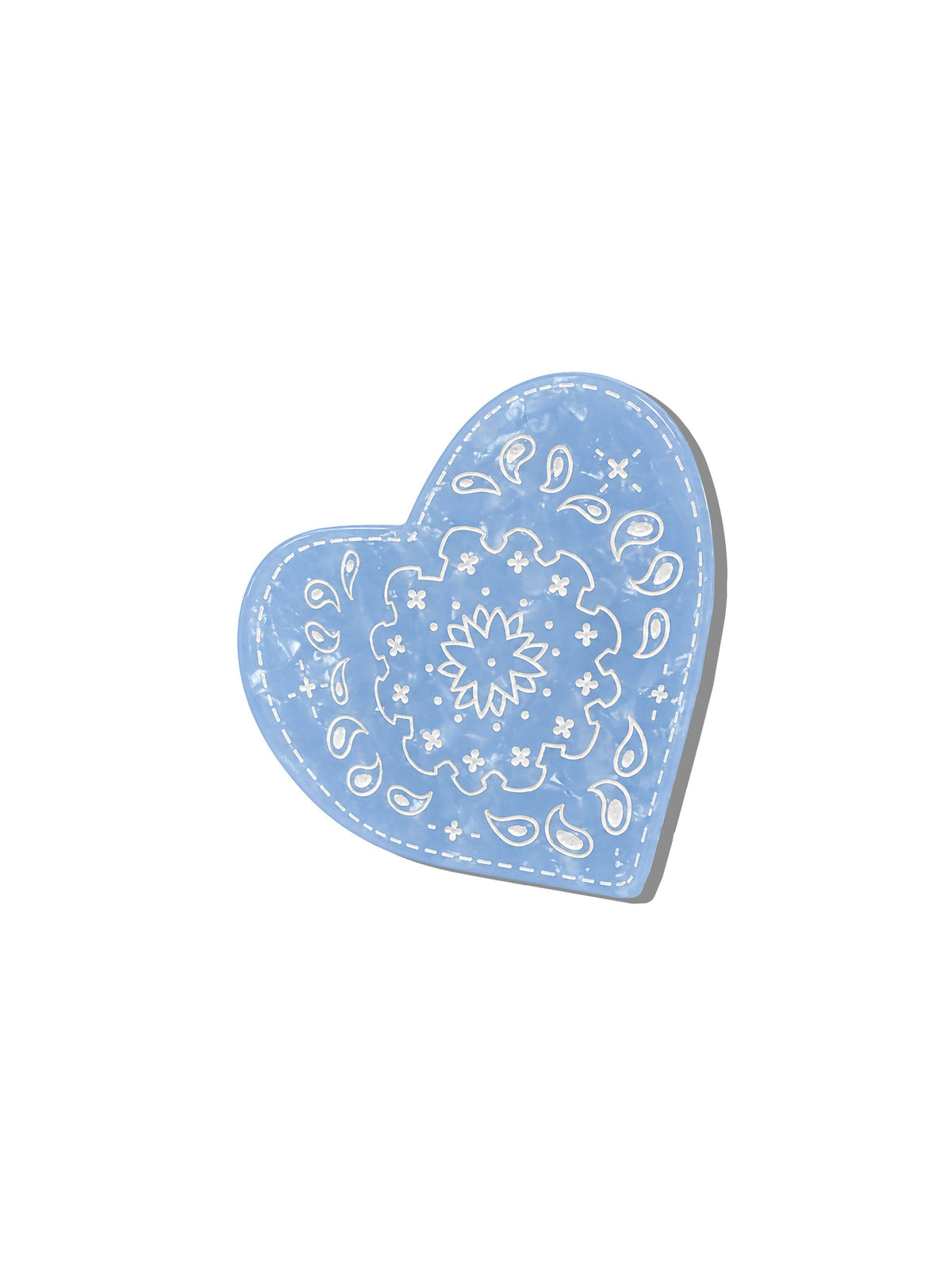 Paisley Heart Claw Hair Clip Blue