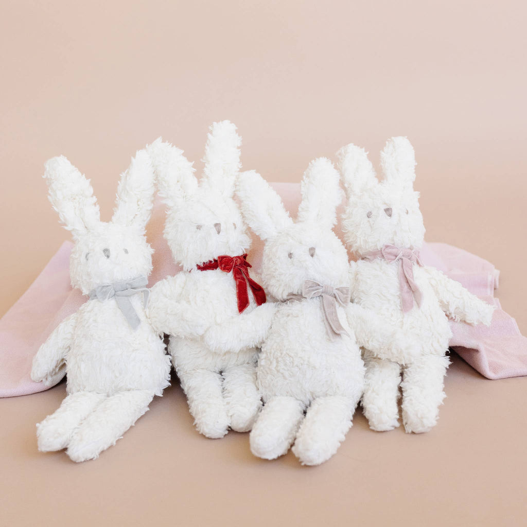 Plush Bunny Red Velvet Bow Stuffed Animal