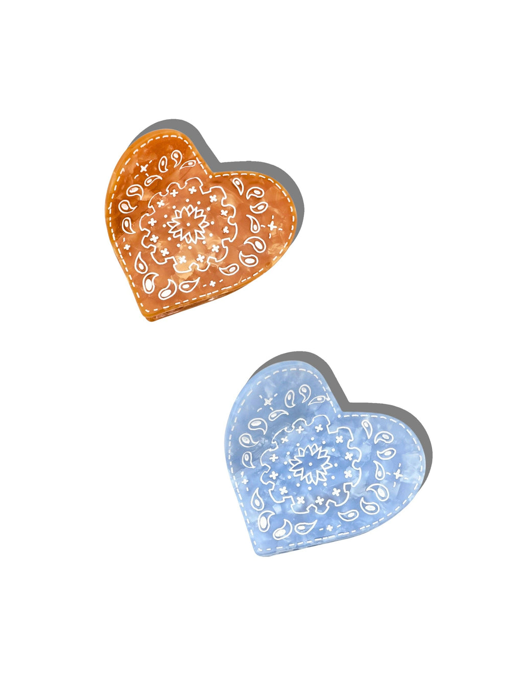Paisley Heart Claw Hair Clip Blue