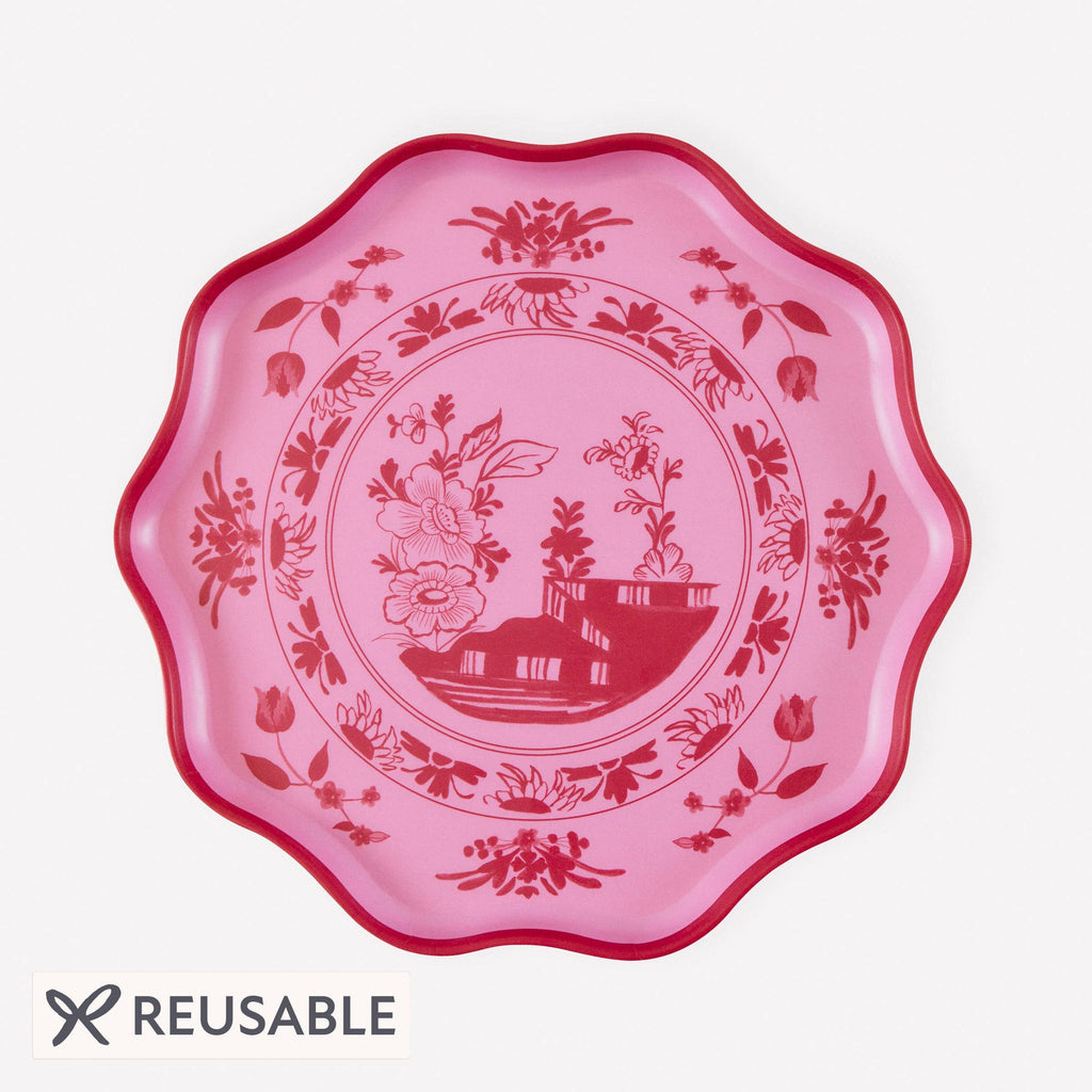 Pink Vintage Botanical Melamine Small Plates S/4