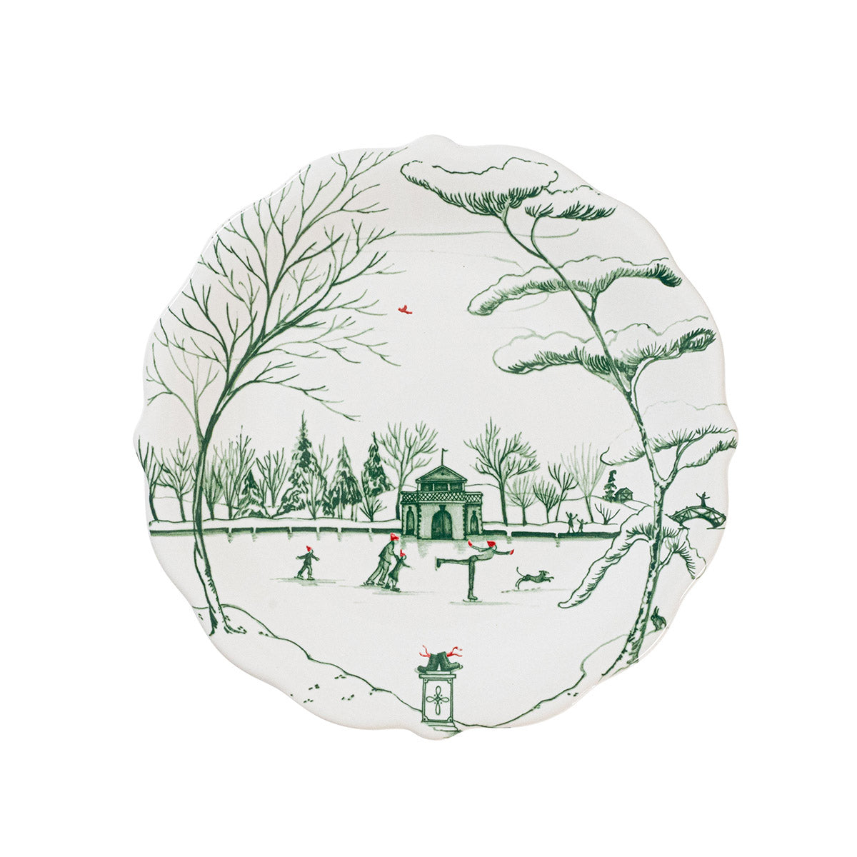 Country Estate Winter Frolic Party Plate Set/4 Evergreen