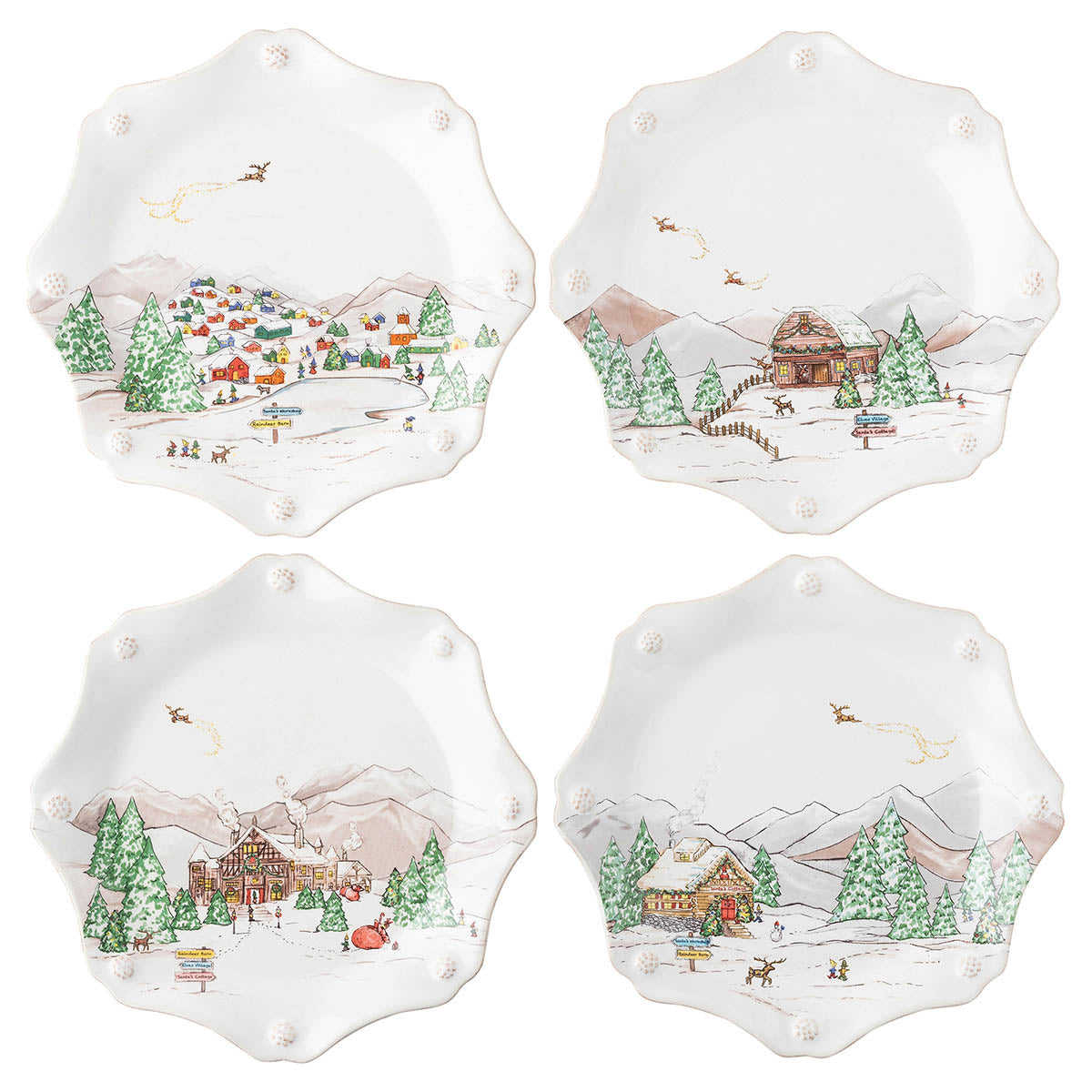 North Pole Dessert/Salad Plate Set of 4