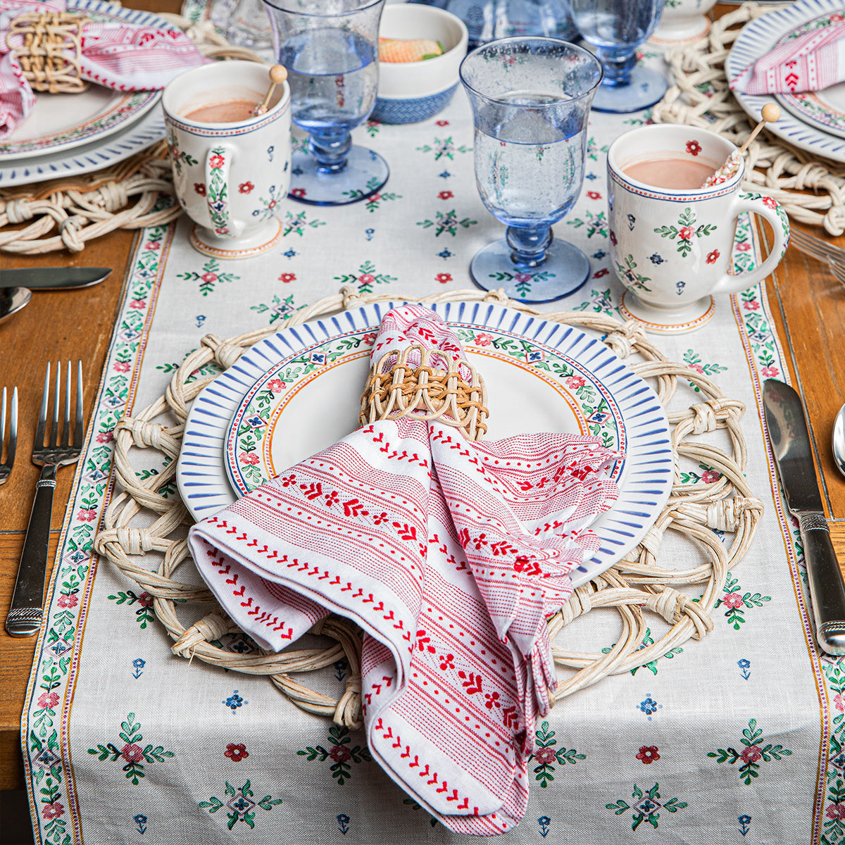 Villa Stripe Napkin Red