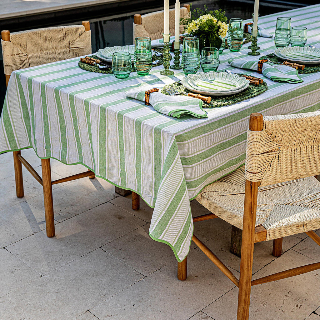 Cabana Stripe 60"x120" Tablecloth Seagrass