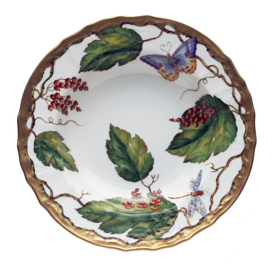 Wildberry Red Rimmed Soup Bowl