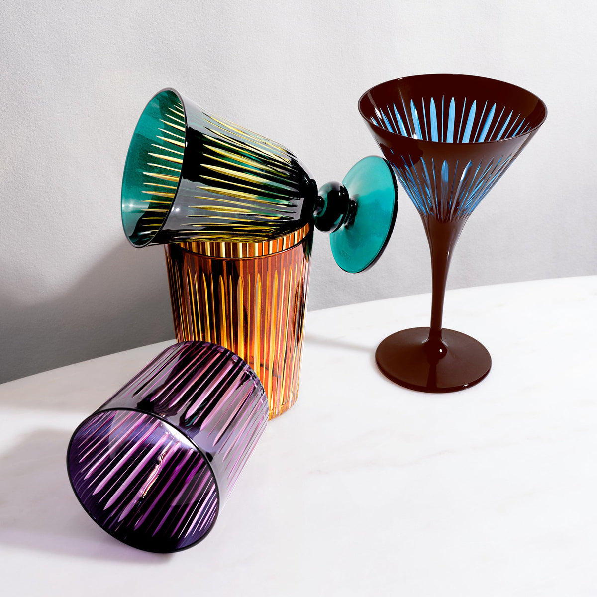 Prism Martini Glasses Set of 4 Assorted