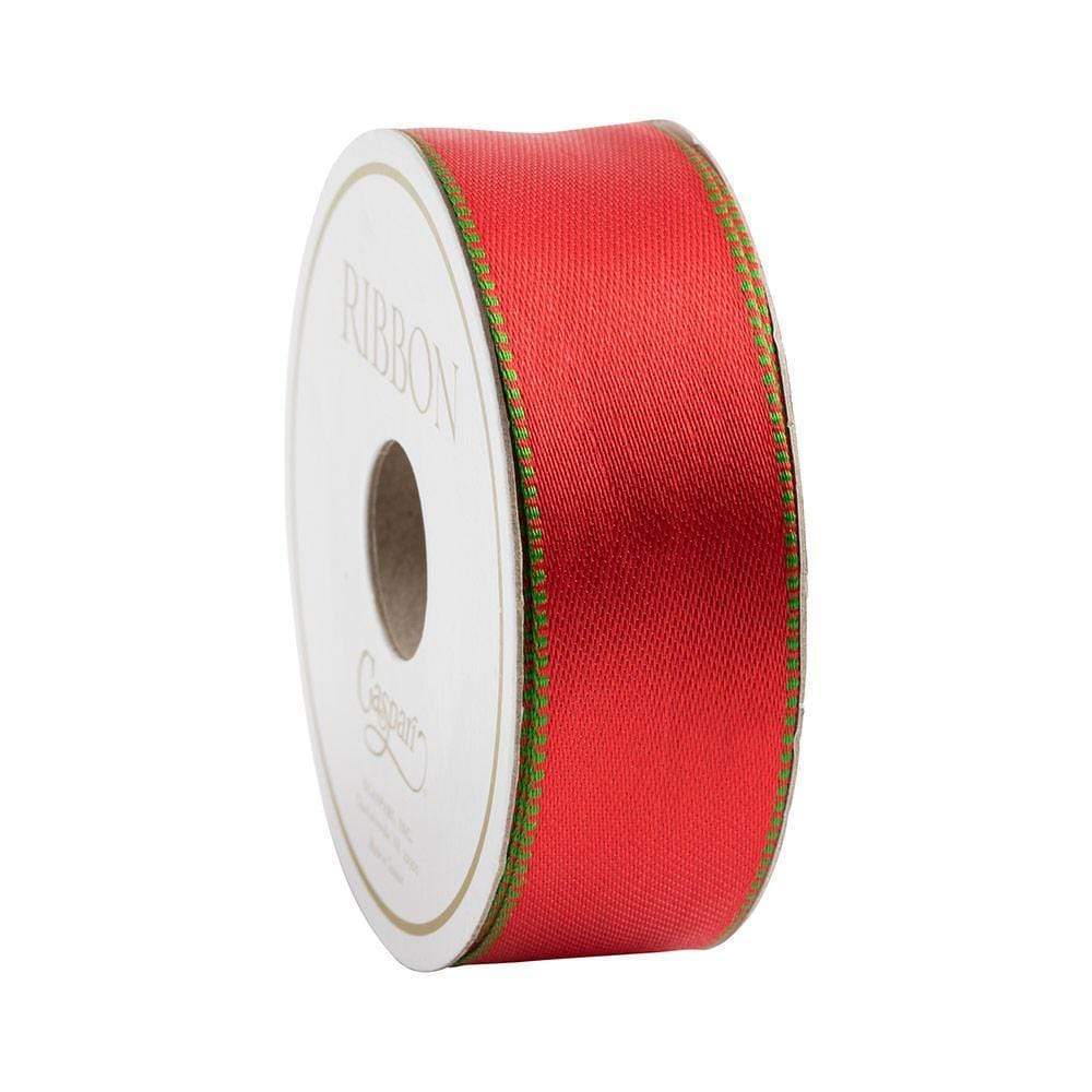 Red & Green Reversible Satin Ribbon 1"