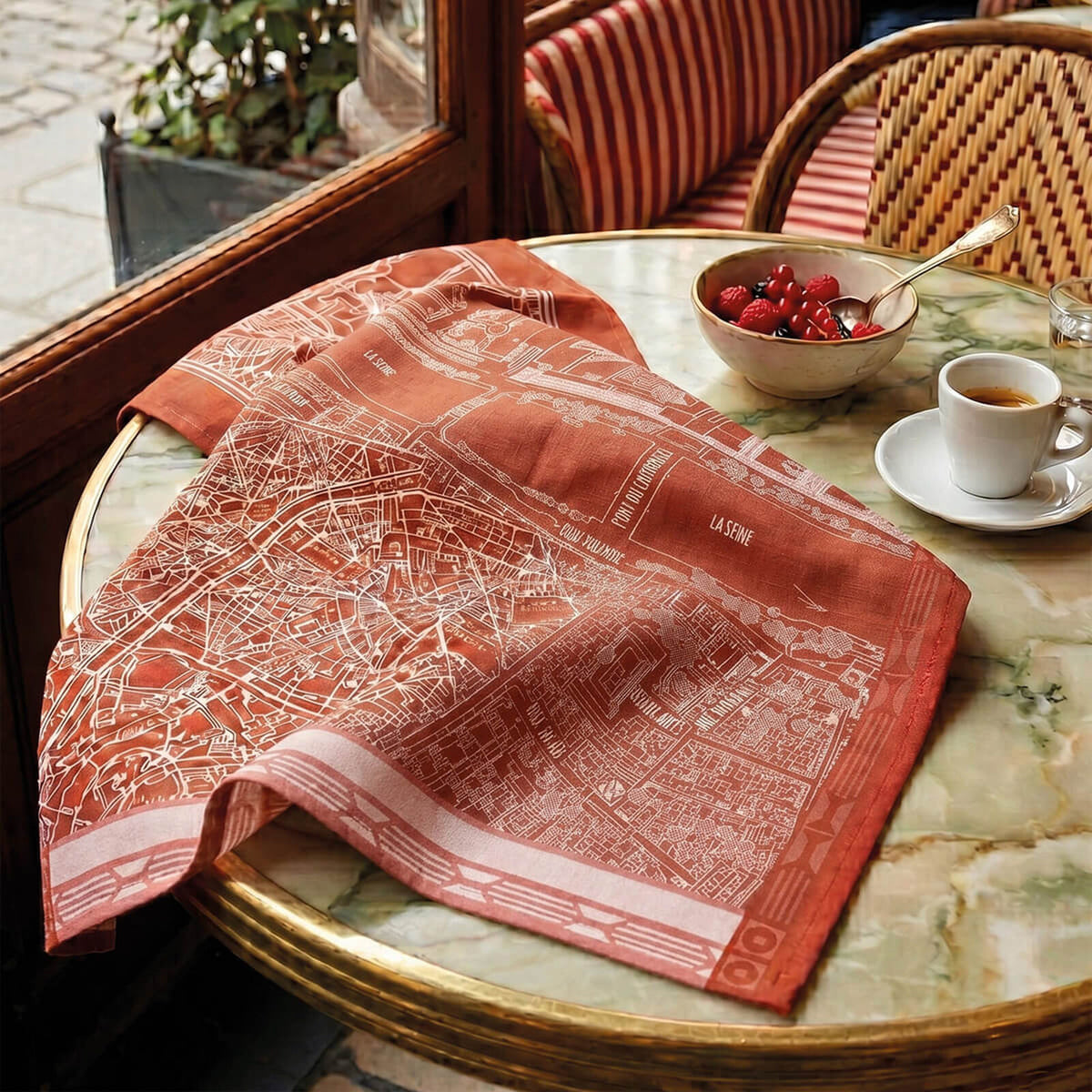 A vol d'oiseau Paris Red Tea Towel