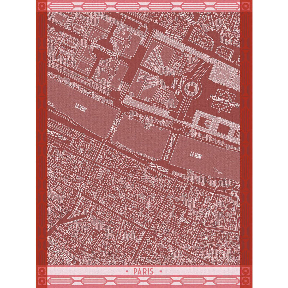 A vol d'oiseau Paris Red Tea Towel