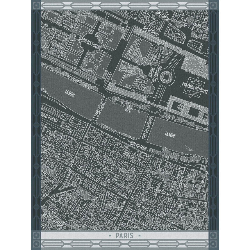 A vol d'oiseau Paris Black Tea Towel